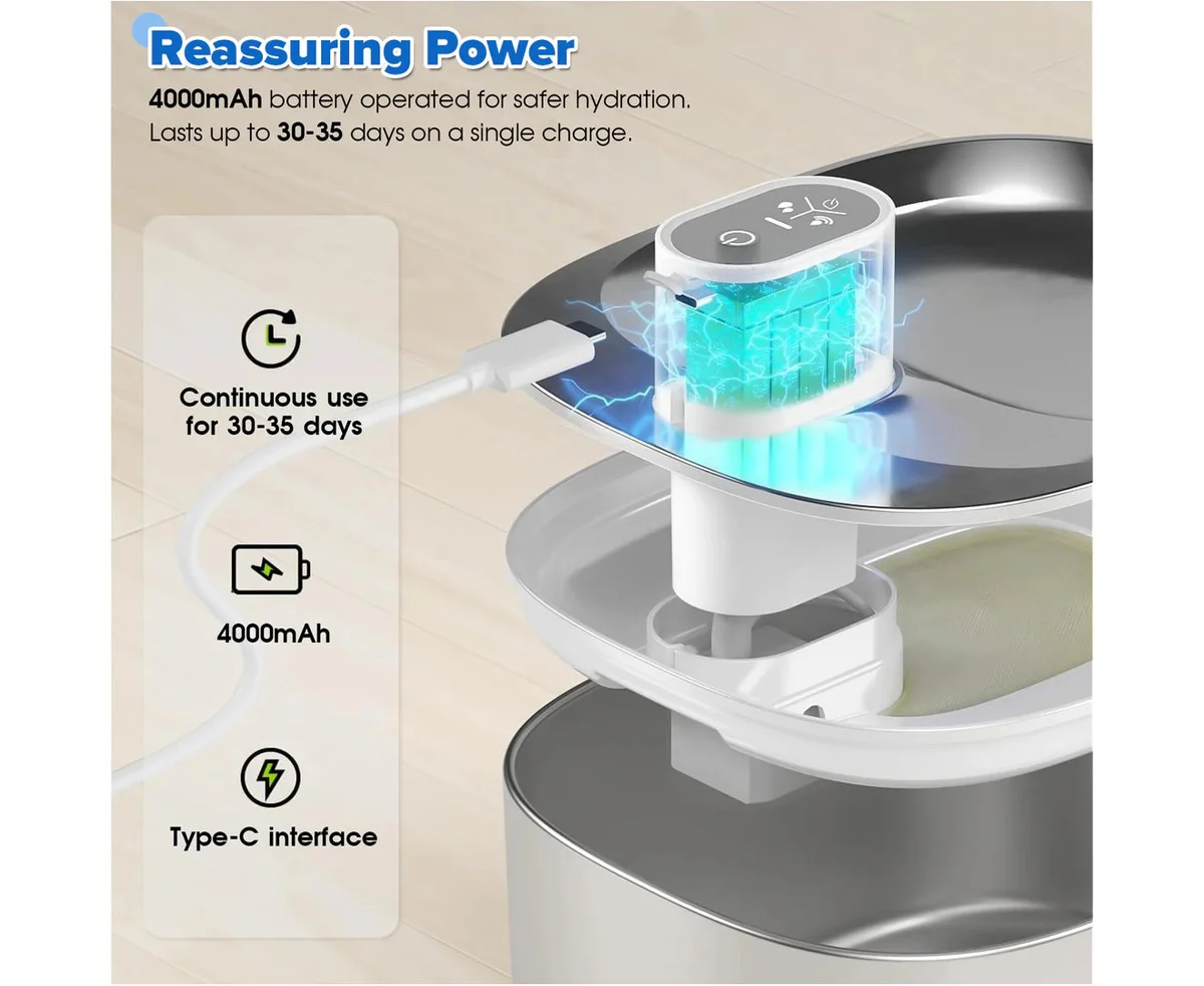 Apetdola 4L Wireless Cat Fountain